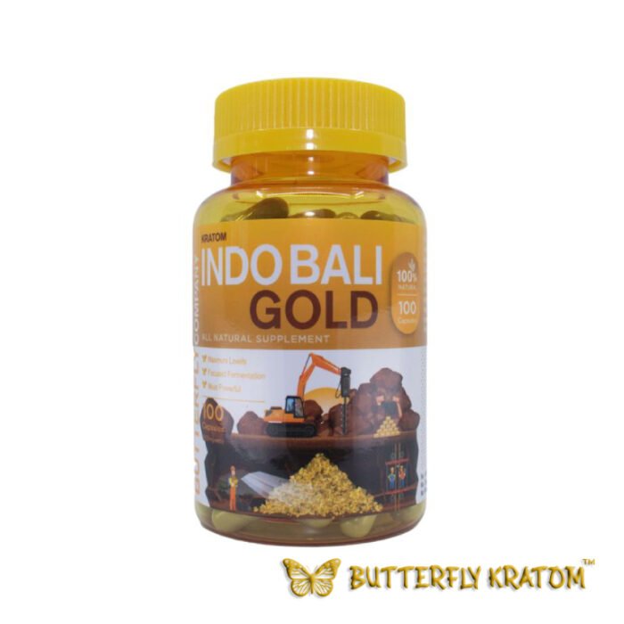 Indo Bali Gold Kratom Capsules - Buy Now at Butterfly Kratom - 100 Counts