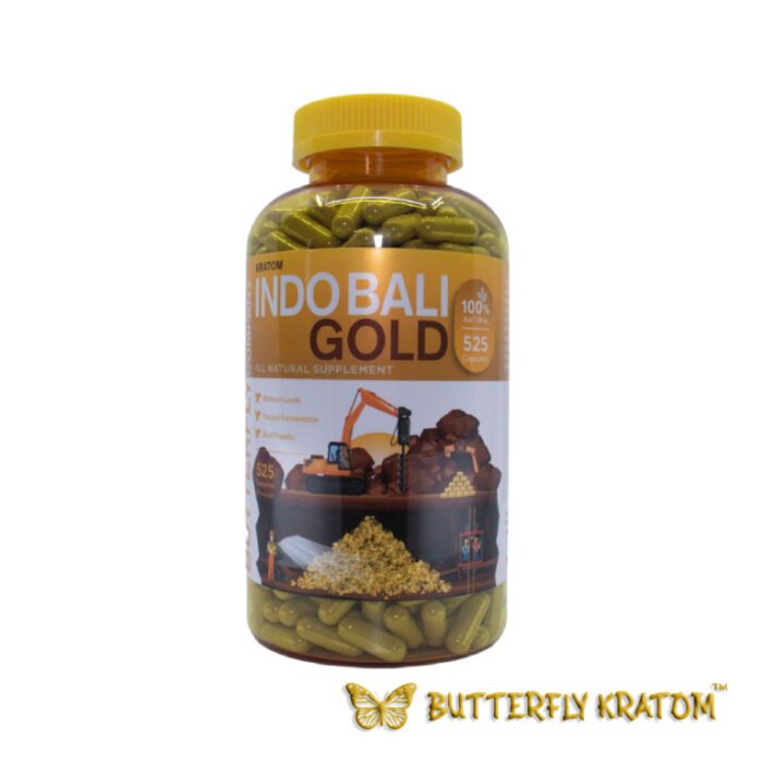 Indo Bali Gold Kratom Capsules - Buy Now at Butterfly Kratom - 525 Counts