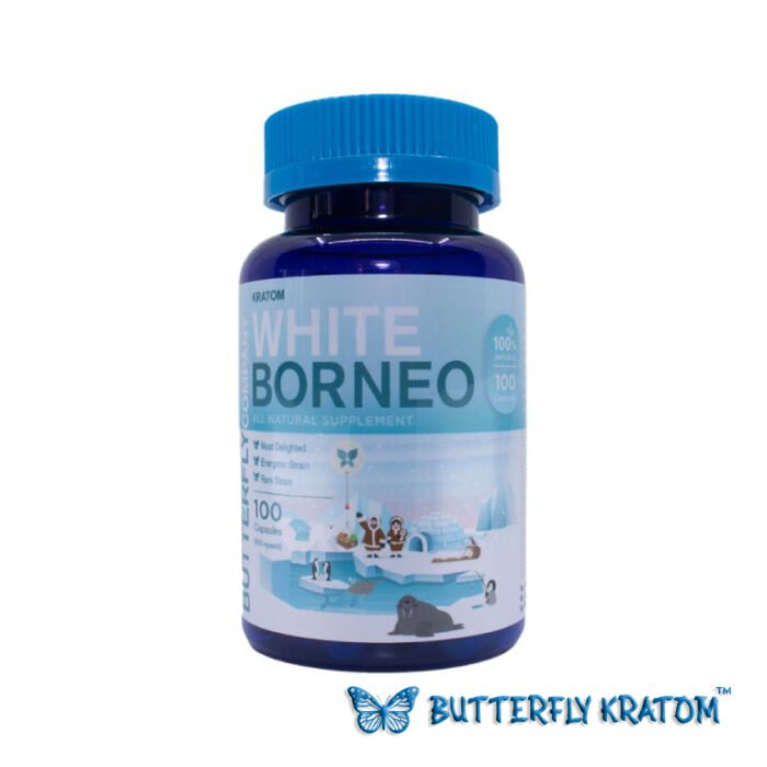 White Borneo Kratom Capsules - Buy Now at Butterfly Kratom - 100 Counts